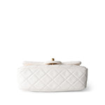 CHANEL Handbag White / Seasonal 21B White Lambskin Quilted Mini Rectangular Pearl Crush Antique Gold Hardware - Redeluxe