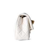 CHANEL Handbag White / Seasonal 21B White Lambskin Quilted Mini Rectangular Pearl Crush Antique Gold Hardware - Redeluxe