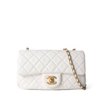 CHANEL Handbag White / Seasonal 21B White Lambskin Quilted Mini Rectangular Pearl Crush Antique Gold Hardware - Redeluxe