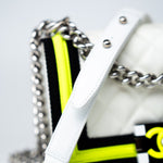 CHANEL Handbag White Small Fluo Boy Flap Nylon Quilted White Black Yellow - Redeluxe