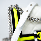 CHANEL Handbag White Small Fluo Boy Flap Nylon Quilted White Black Yellow - Redeluxe