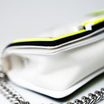 CHANEL Handbag White Small Fluo Boy Flap Nylon Quilted White Black Yellow - Redeluxe