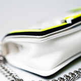 CHANEL Handbag White Small Fluo Boy Flap Nylon Quilted White Black Yellow - Redeluxe