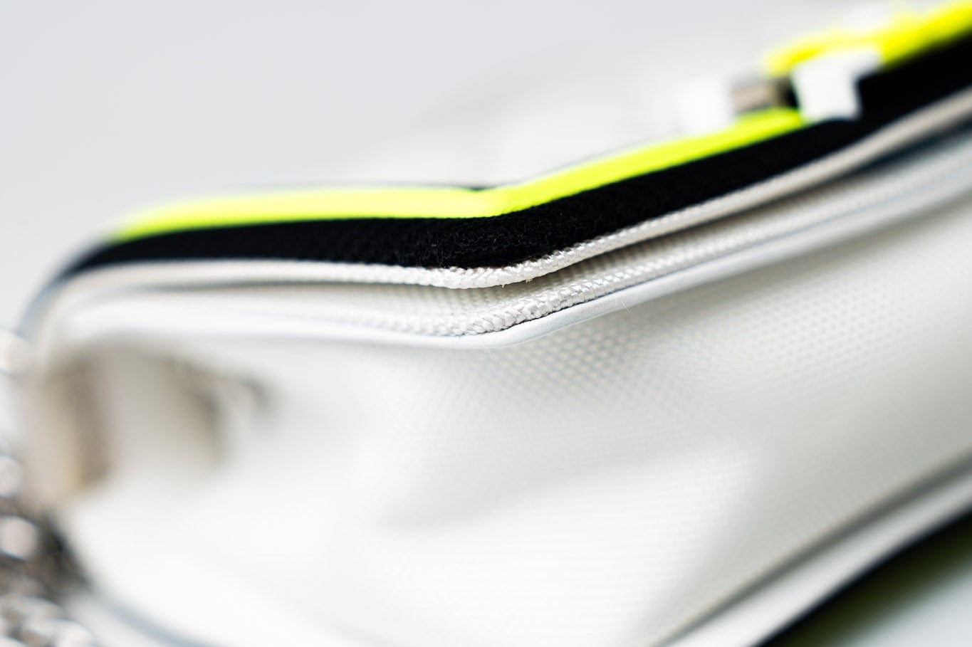 CHANEL Handbag White Small Fluo Boy Flap Nylon Quilted White Black Yellow - Redeluxe