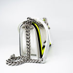 CHANEL Handbag White Small Fluo Boy Flap Nylon Quilted White Black Yellow - Redeluxe