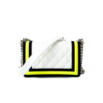 CHANEL Handbag White Small Fluo Boy Flap Nylon Quilted White Black Yellow - Redeluxe