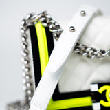 CHANEL Handbag White Small Fluo Boy Flap Nylon Quilted White Black Yellow - Redeluxe
