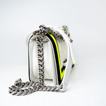 CHANEL Handbag White Small Fluo Boy Flap Nylon Quilted White Black Yellow - Redeluxe