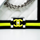 CHANEL Handbag White Small Fluo Boy Flap Nylon Quilted White Black Yellow - Redeluxe