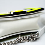 CHANEL Handbag White Small Fluo Boy Flap Nylon Quilted White Black Yellow - Redeluxe