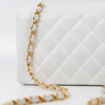CHANEL Handbag White Vintage White Caviar Quilted Medium Diana Flap GHW - Redeluxe