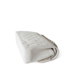 CHANEL Handbag White White Caviar Quilted Classic Flap Small Light Gold Hardware - Redeluxe