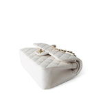 CHANEL Handbag White White Caviar Quilted Classic Flap Small Light Gold Hardware - Redeluxe