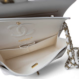 CHANEL Handbag White White Caviar Quilted Classic Flap Small Light Gold Hardware - Redeluxe