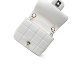 CHANEL Handbag White White Lambskin Resin Crystal Square Quilted Monacoco Mini Square Flap - Redeluxe