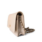 CHANEL Handbag WOC / Beige 12P Pearly Beige Caviar Quilted Wallet on Chain WOC - Redeluxe