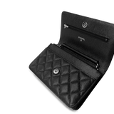 CHANEL Handbag WOC / Black Black Caviar Quilted Wallet on Chain Silver Hardware - Redeluxe