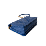 CHANEL Handbag WOC / Blue 19A Blue Caviar Quilted Boy Wallet On Chain WOC Antique Gold Hardware - Redeluxe