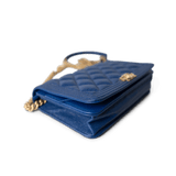 CHANEL Handbag WOC / Blue 19A Blue Caviar Quilted Boy Wallet On Chain WOC Antique Gold Hardware - Redeluxe