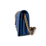 CHANEL Handbag WOC / Blue 19A Blue Caviar Quilted Boy Wallet On Chain WOC Antique Gold Hardware - Redeluxe