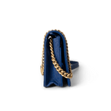 CHANEL Handbag WOC / Blue 19A Blue Caviar Quilted Boy Wallet On Chain WOC Antique Gold Hardware - Redeluxe