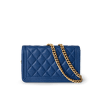 CHANEL Handbag WOC / Blue 19A Blue Caviar Quilted Boy Wallet On Chain WOC Antique Gold Hardware - Redeluxe