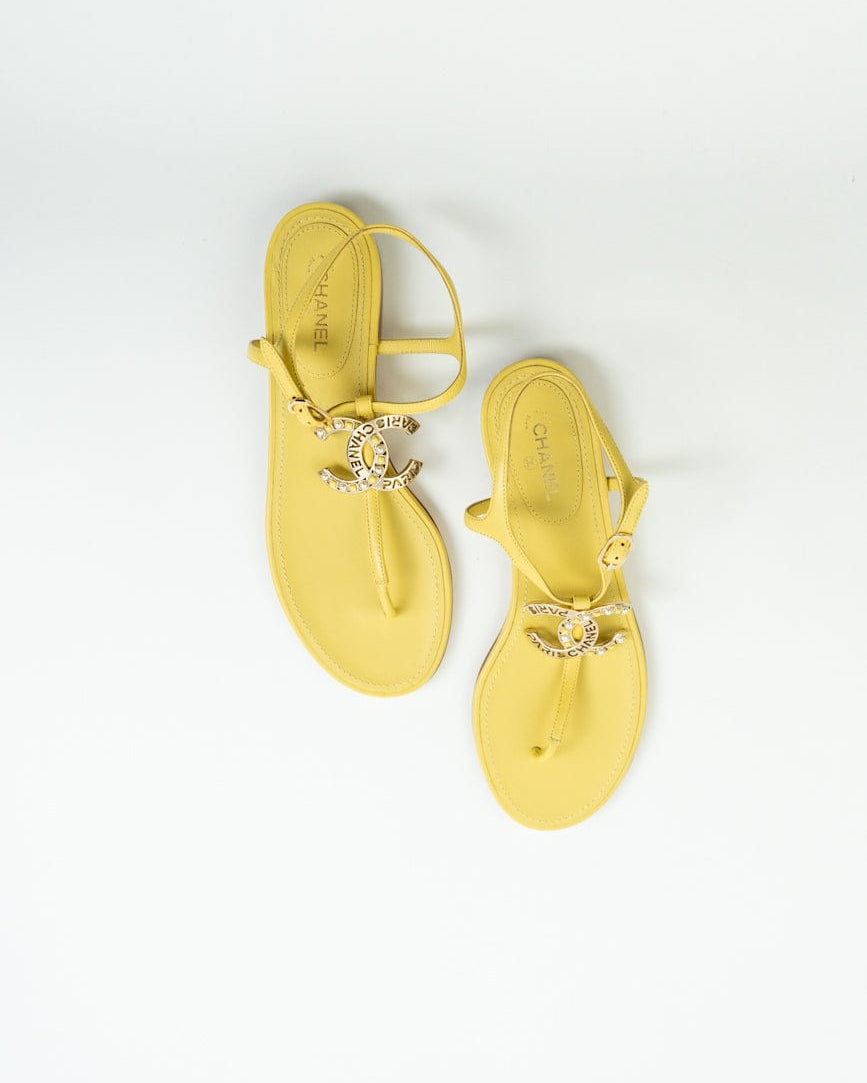 CHANEL Handbag Yellow 20S CC Yellow Sandals Size 39 - Redeluxe