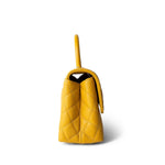 CHANEL Handbag Yellow 22A Yellow Caviar Quilted Coco Handle Small (Old Mini) Light Gold Hardware - Redeluxe