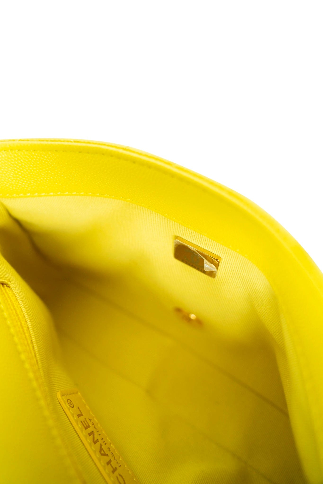 23C Neon Yellow Caviar Quilted Coco You Mini Flap Bag Light Gold