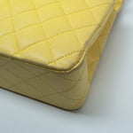 CHANEL Handbag Yellow Lambskin Quilted Double Classic Flap Medium Light Gold Hardware - Redeluxe