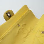 CHANEL Handbag Yellow Lambskin Quilted Double Classic Flap Medium Light Gold Hardware - Redeluxe