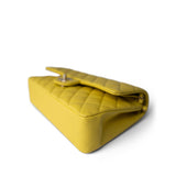 CHANEL Handbag YELLOW Yellow Caviar Quilted Classic Flap Medium Light Gold Hardware - Redeluxe