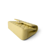 CHANEL Handbag Yellow Yellow Caviar Quilted Classic Flap Small Light Gold Hardware - Redeluxe