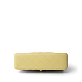 CHANEL Handbag Yellow Yellow Caviar Quilted Classic Flap Small Light Gold Hardware - Redeluxe