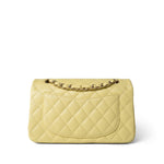 CHANEL Handbag Yellow Yellow Caviar Quilted Classic Flap Small Light Gold Hardware - Redeluxe