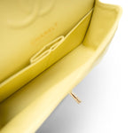 CHANEL Handbag Yellow Yellow Caviar Quilted Classic Flap Small Light Gold Hardware - Redeluxe