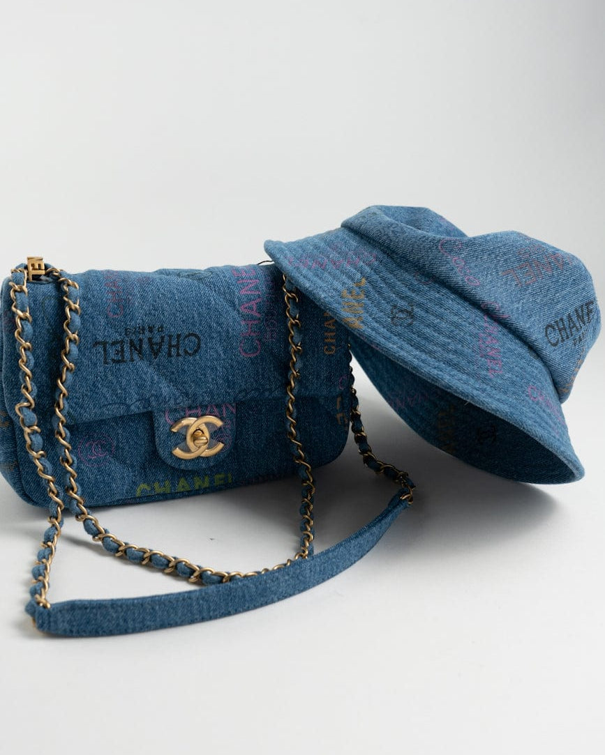 CHANEL Hat Blue 22P Blue Denim Cloche Bucket Hat M - Redeluxe