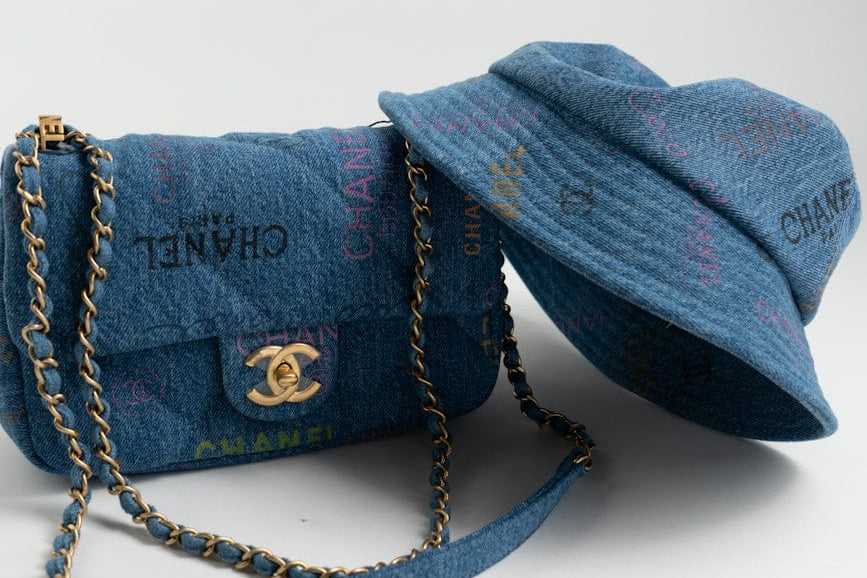 CHANEL Hat Blue 22P Blue Denim Cloche Bucket Hat M - Redeluxe