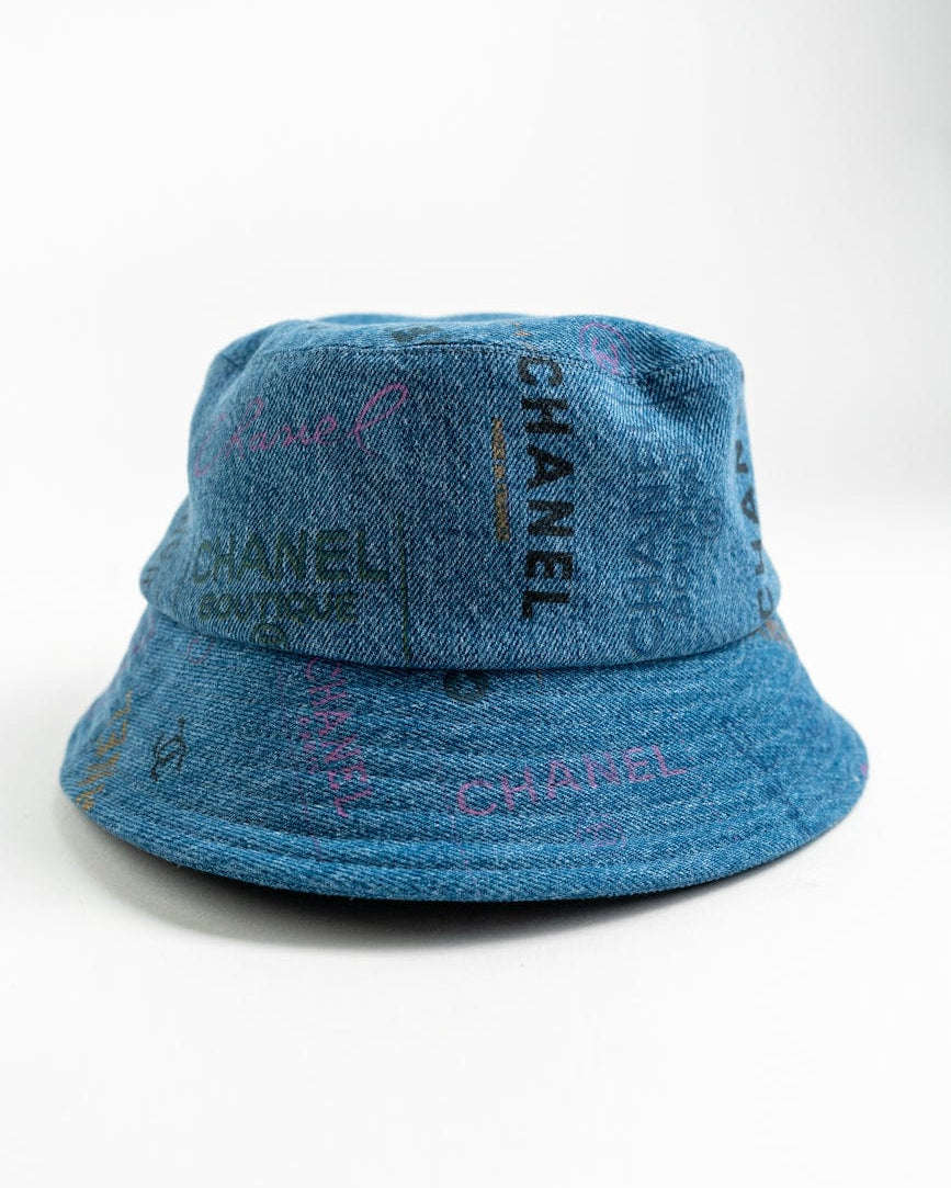 CHANEL Hat Blue 22P Blue Denim Cloche Bucket Hat M - Redeluxe