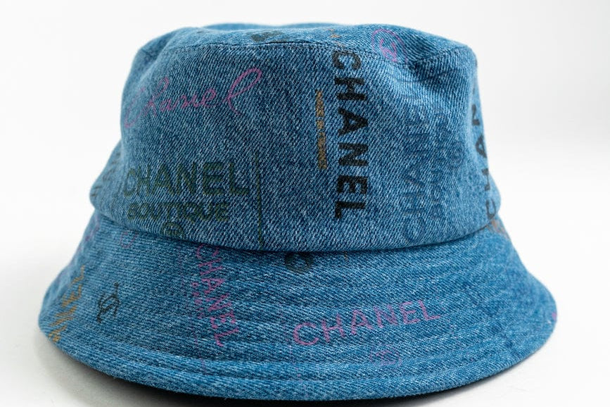 CHANEL Hat Blue 22P Blue Denim Cloche Bucket Hat M - Redeluxe