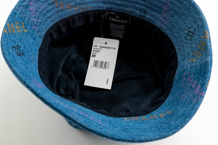 CHANEL Hat Blue 22P Blue Denim Cloche Bucket Hat M - Redeluxe