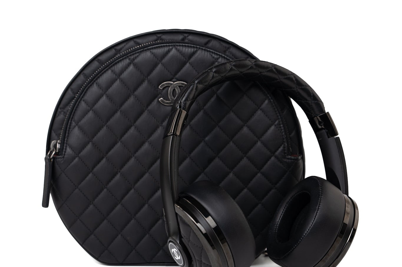 CHANEL Headphones Black Chanel x Monster Black Quilted Headphones w/ Case - Redeluxe