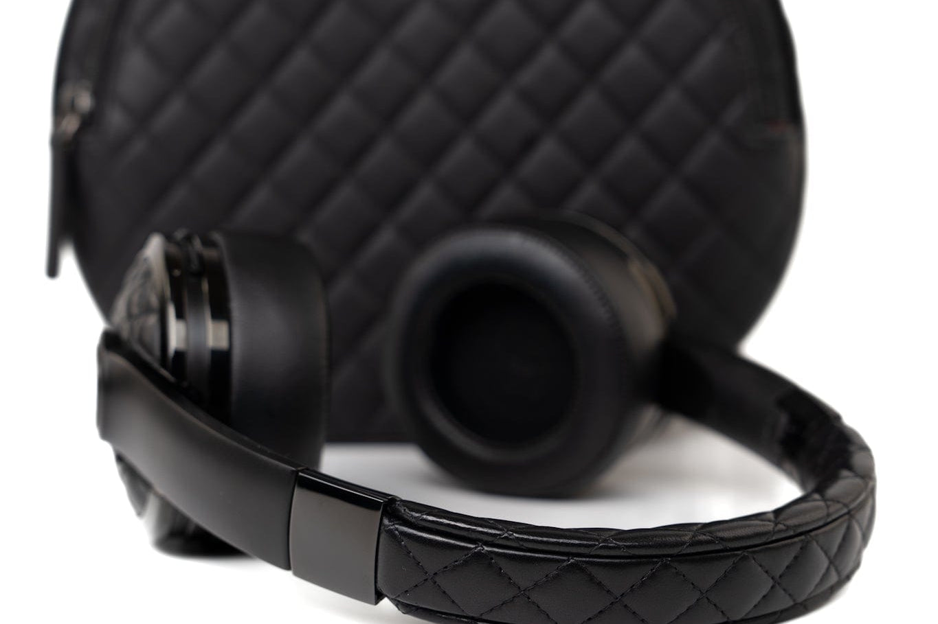 CHANEL Headphones Black Chanel x Monster Black Quilted Headphones w/ Case - Redeluxe