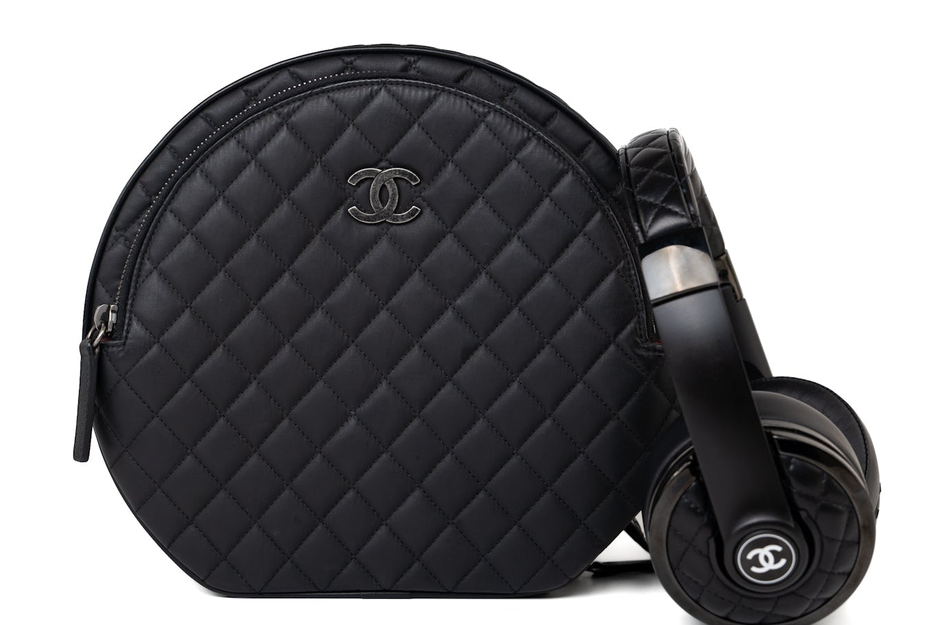 CHANEL Headphones Black Chanel x Monster Black Quilted Headphones w/ Case - Redeluxe