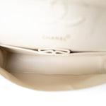 CHANEL Ivory Ivory Canvas Camellia Classic Double Flap Gold Hardware Vintage - Redeluxe