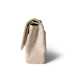 CHANEL Ivory Ivory Canvas Camellia Classic Double Flap Gold Hardware Vintage - Redeluxe