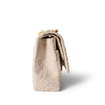 CHANEL Ivory Ivory Canvas Camellia Classic Double Flap Gold Hardware Vintage - Redeluxe