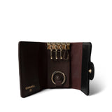 CHANEL Key Holder 23C Black Burgundy Classic Flap Key Holder Lambskin Light Gold Hardware - Redeluxe
