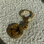 CHANEL Key Holder Gold Chanel Vintage Gold-tone Metal Round Coco Mark Charm Keyholder - Redeluxe