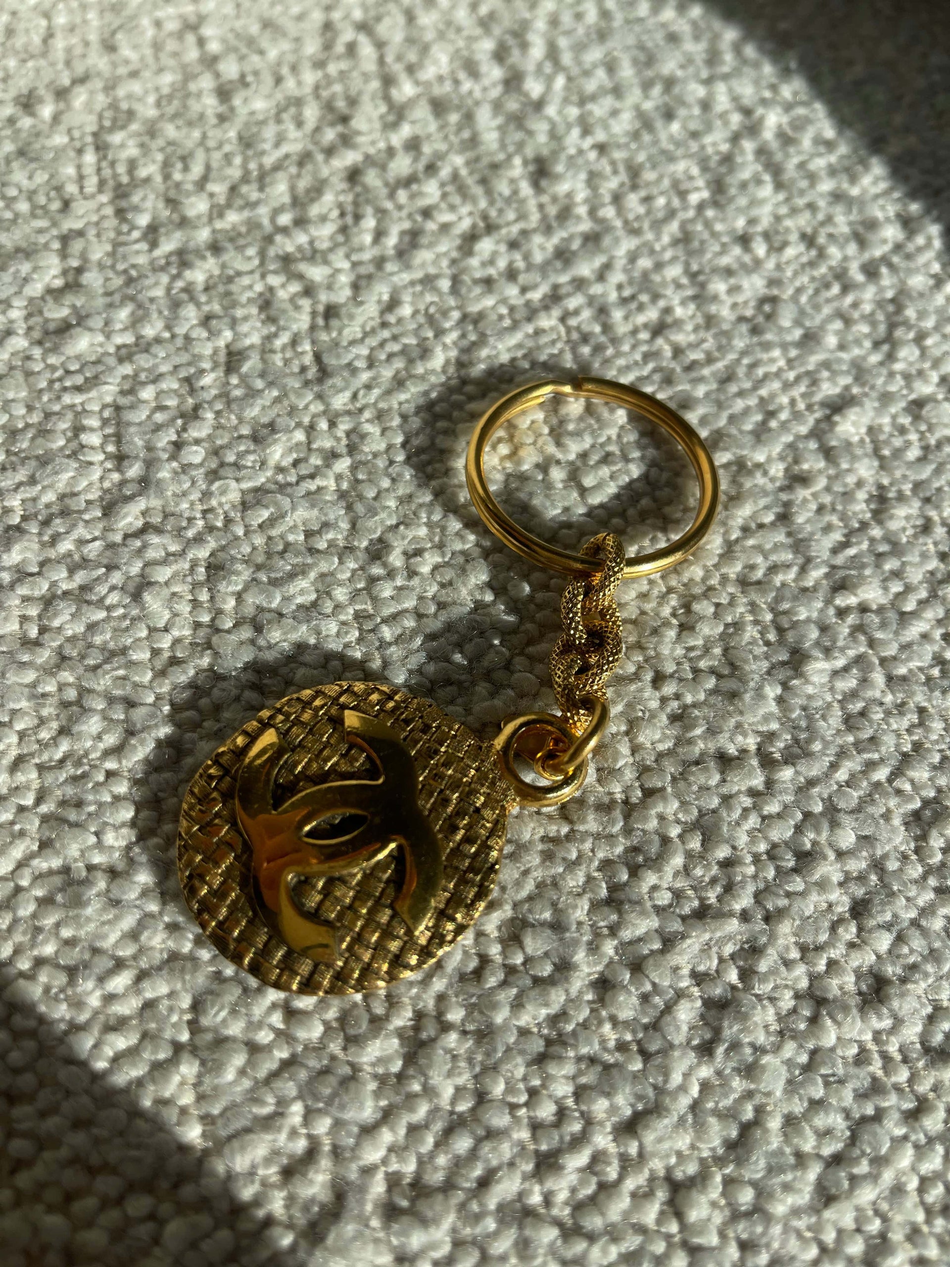 Buy Chanel Vintage Gold tone Metal Round Coco Mark Charm Keyholder